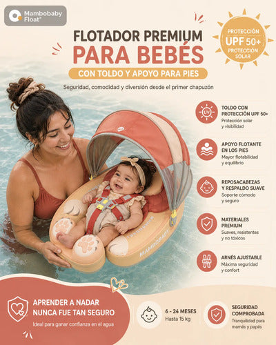 Flotador de Pecho con Sombrilla Bebé - Papá León Amarillo (Mambobaby)