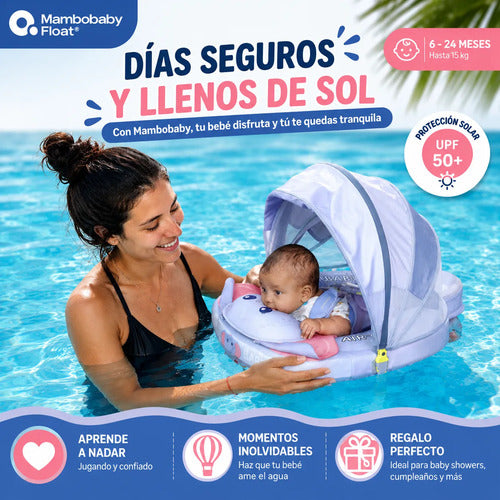 Flotador de Pecho con Sombrilla Bebé - Mamá Elefante Azul (Mambobaby)