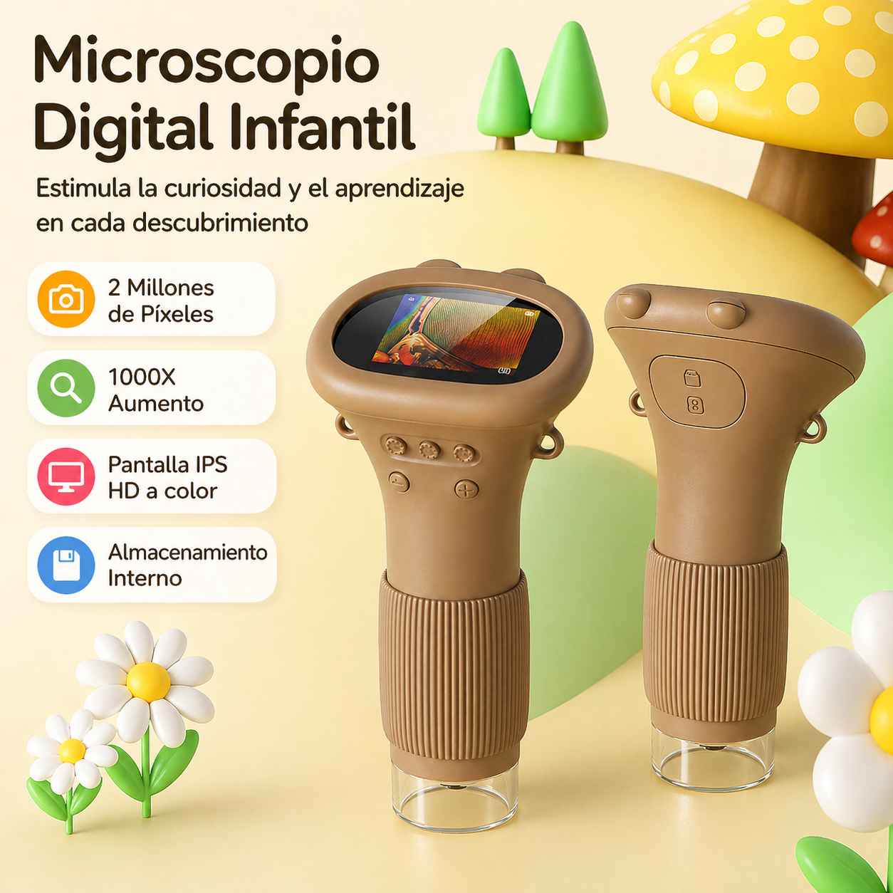 Microscopio Discovery 1000x - Pantalla IPS Color Cafe
