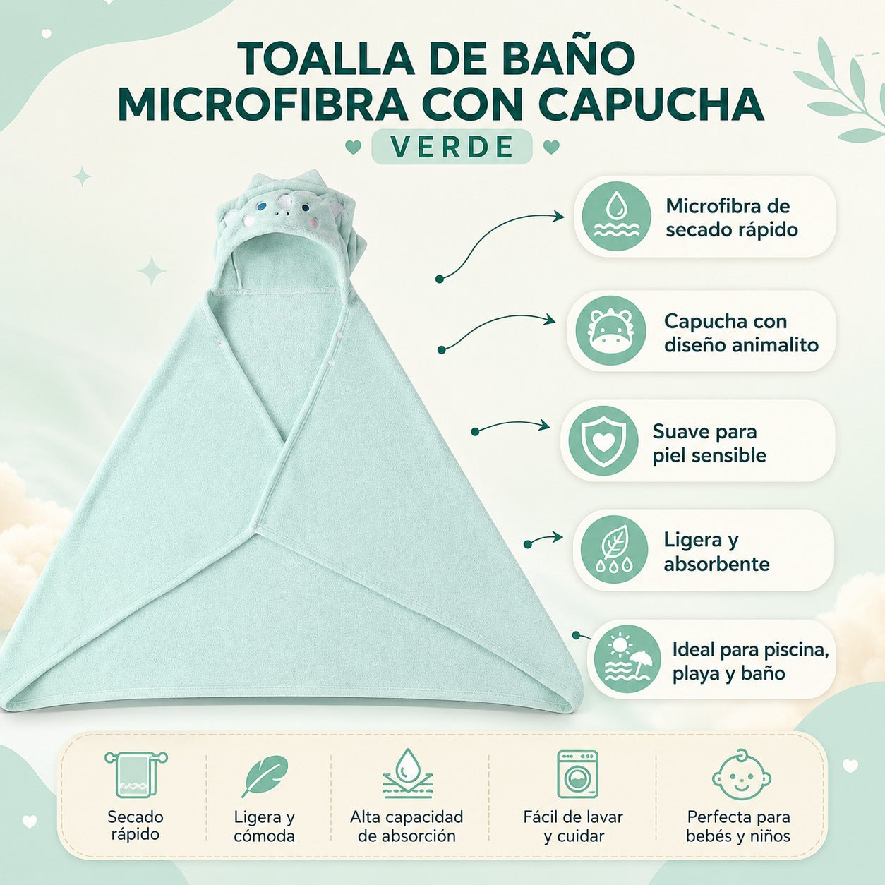 Toalla Mambobaby Verde vista 3