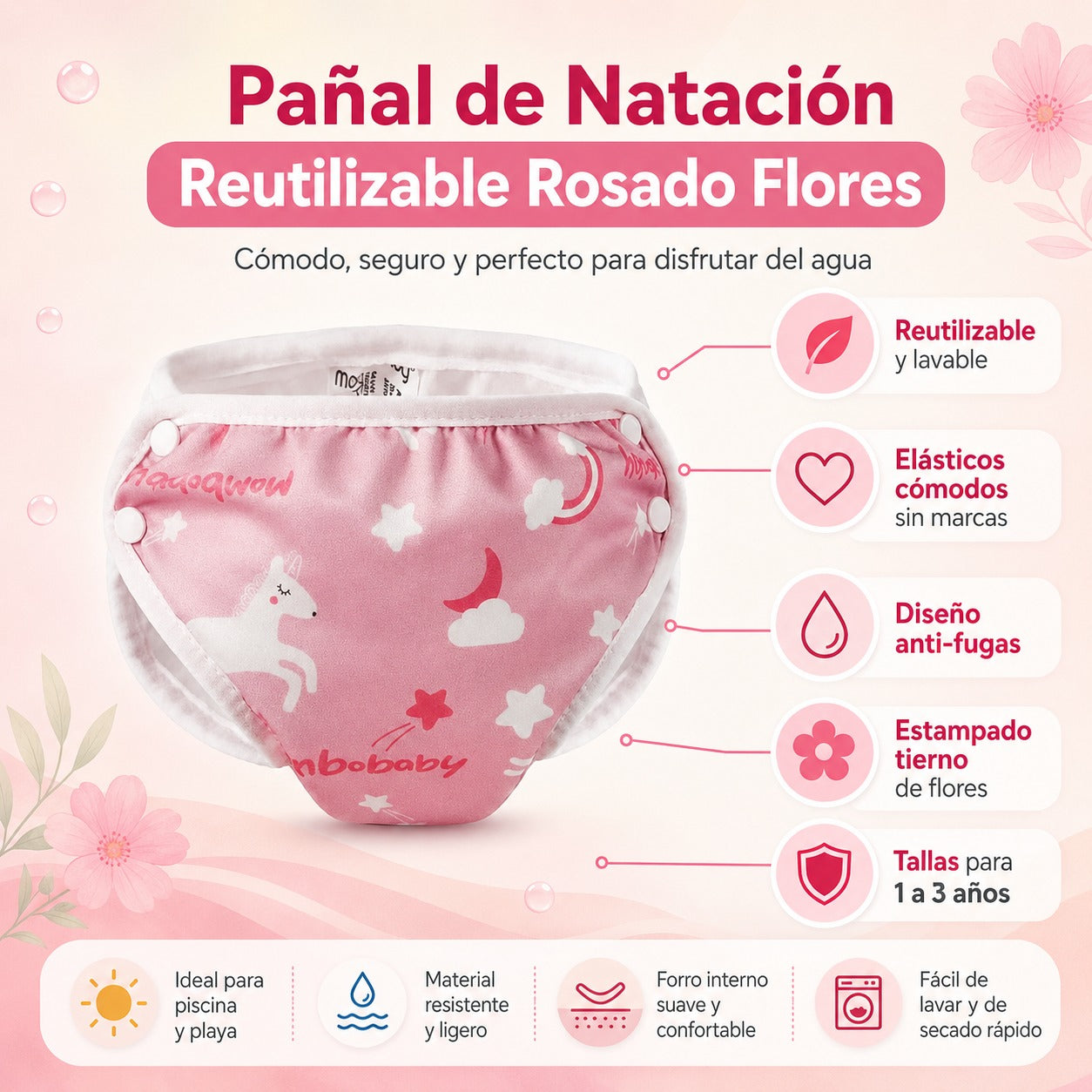 Pañal Mambobaby Rosado vista 3