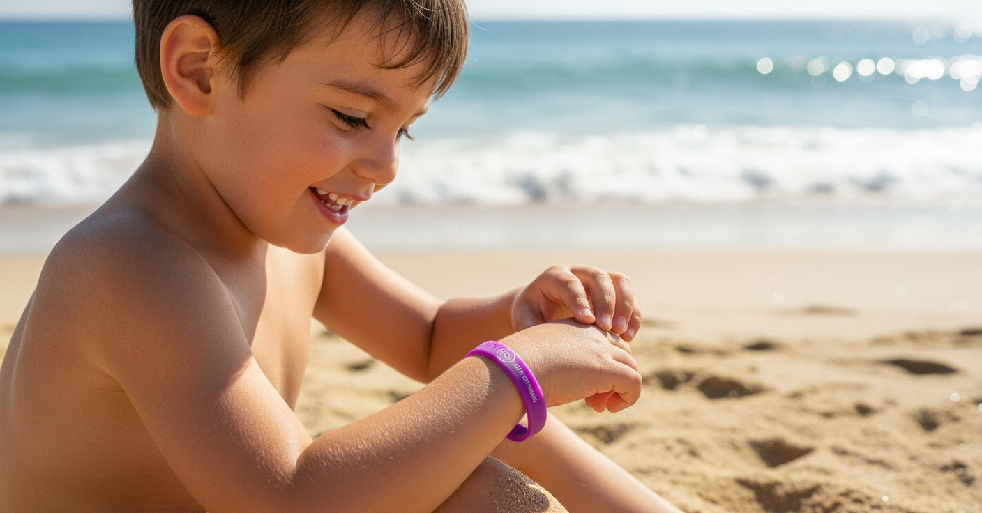 Pulseras UV Protección Solar - Pack de 3 Unidades que Cambian de Color (Blanco a Morado)