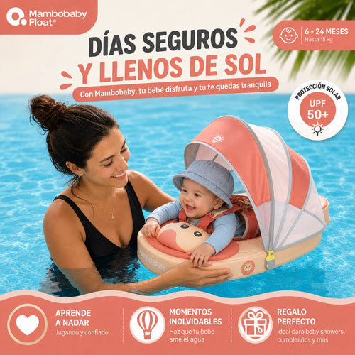 Flotador de Pecho con Sombrilla Bebé - Papá León Amarillo (Mambobaby)