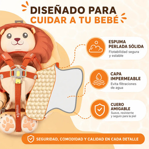 Flotador de Pecho con Sombrilla Bebé - Papá León Amarillo (Mambobaby)