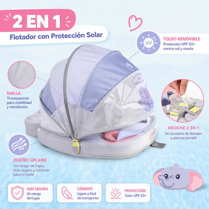 Flotador de Pecho con Sombrilla Bebé - Mamá Elefante Azul (Mambobaby)
