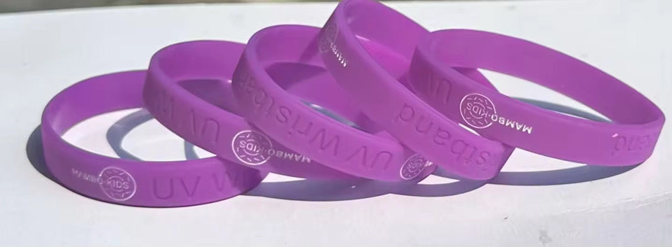 Pulseras UV Protección Solar - Pack de 3 Unidades que Cambian de Color (Blanco a Morado)
