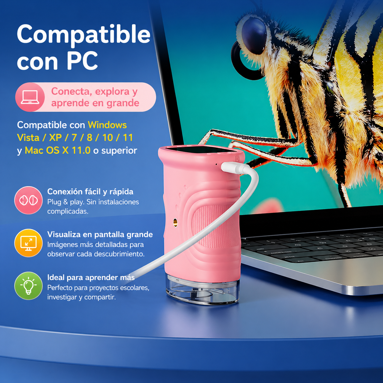 Microscopio Discovery 1080P - Camara HD Rosado