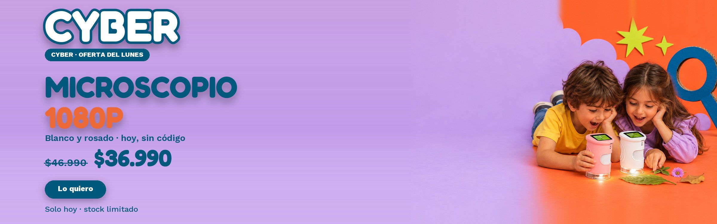 Cyber MamboKids, oferta del lunes: microscopio 1080P en blanco y rosado. Solo hoy, sin código.